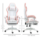 Vinsetto - Chaise de gaming avec repose-pieds et roulettes pivotantes - blanc-Coussin de tête et coussin lombaire amovibles inclus