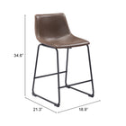 Zuo - Smart Tabouret de comptoir - Vintage Espresso - Ensemble de 2-7