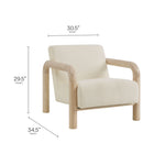 Modway - Sereno Boucle Chaise d’accent - Chêne crème-Accoudoirs arrondis en bois massif