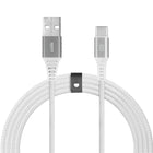 LOGiiX - Piston Connect Braid Eco USB-A vers USB-C - Argent Blanc-Câble écologique USB-A vers USB-C de 1,5 m (*4,92 pi) en partenariat avec #tide.