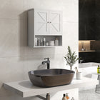 kleankin - Armoire murale de salle de bain style ferme - blanc-Étagère réglable dans l'armoire pour des articles de différentes tailles