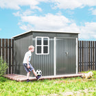 Outsunny - Remise de rangement extérieure 8,5 pi x 6 pi-La construction en acier galvanisé résiste aux intempéries et reste imperméable
