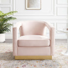 Modway - Frolick Performance Velvet Fauteuil - Rose-Garnitures dorées à clous
