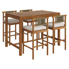 Modway - Eleni 5 pièces Terrasse extérieure Bois de teck Bar Set - Voile naturel-Ensemble de meubles en bois de teck