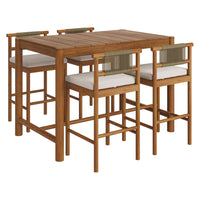Modway - Eleni 5 pièces Terrasse extérieure Bois de teck Bar Set - Voile naturel-Ensemble de meubles en bois de teck