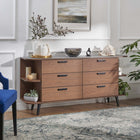 Modway - Langston Stockage d’affichage ouvert Buffet - Gris noyer-Espaces d’étagères ouverts