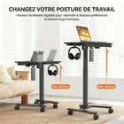 ShoppingAll - Chariot pneumatique de bureau pour ordinateur portable à hauteur réglable - noir-Comprend un emplacement pour tablette, un porte-gobelet et un tiroir