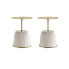 Manhattan Comfort - Lot de 2 tables d’appoint modernes Anderson 40 cm, revêtement similicuir crème-Table d’appoint moderne - Lot de 2 pour salon