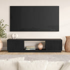 Hudson&Canal - Meuble TV Dorian pour téléviseurs jusqu'à 78" - Grain noir-Fabriqué à partir de matériaux MDF robustes dans une finition blanche en aulne fabriquée à la main