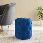Modway - Amour Ronde à boutons touffés Performance Velvet Ottoman - Marine-Rembourrage en velours polyester Performance
