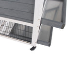 PawHut - Clapier d’intérieur pour lapin avec roulettes, bac de course, gris - 43,3 po L x 19,7 po l x 34,6 po H-Deux plateaux amovibles pour un nettoyage facile et deux portes verrouillables 