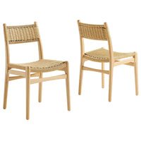 Modway - Wynn Corde et bois Fauteuils d’accompagnement à manger Ensemble de 2 - Naturel naturel-Ensemble de 2 chaises d’appoint de salle à manger