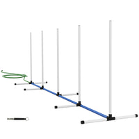 PawHut - Ensemble d’équipement d’agilité pour chien 2 pièces avec piquets de slalom, blanc-Ensemble de 2 pièces qui améliore la polyvalence de l'entraînement à l'agilité des animaux de compagnie 