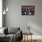 Leon Draisaitl Connor McDavid and Darnell Nurse and Ryan Nugent-Hopkins Oilers Celebration-H - Toile encadree - 31" x 22"-Prêt à accrocher - livré entièrement assemblé
