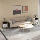 HOMCOM - Table de nuit avec 3 tiroirs et rangement ouvert - gris - lot de 2-Grand espace de rangement, conception à 3 niveaux avec une niche supérieure et 2 tiroirs 