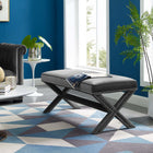 Modway - Rivet Performance Velvet Banc - Gris-Moulures à clous en argent et cuivre (ottoman ivoire)