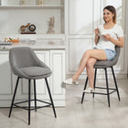 HOMCOM - Tabourets de bar pivotants hauteur comptoir 26 po - gris foncé - paquet de 2-Pieds en acier avec patins réglables pour une stabilité sur les sols irréguliers 
