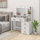 HOMCOM - Coiffeuse avec miroir à led éclairé - 39,4 po L x 15,7 po l x 54,3 po H - blanc-Panneaux de particules solides et MDF avec mélamine pour la durabilité et la propreté 