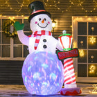 HOMCOM - Bonhomme de neige gonflable de Noël Airblown éclairé décoration intérieur extérieur - Blanc-4 lumières LED B2 et 1 lumières colourées à contrôle IC dans le bonhomme de neige interne apportent un effet vibrant et améliorent la visibilité la nuit 