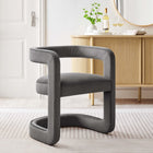 Modway - Winslow Tonneau Performance Velvet Chaise à manger - Storm Grey-Rembourrage résistant aux taches