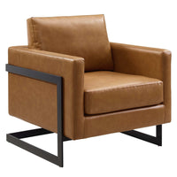 Modway - Posse Cuir végane Chaise d’accent - Black Tan-Chaise d’accent moderne