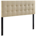 Modway - Emily Tissu rembourré Tête de lit King, Beige-Tête de lit élégamment touffée à boutons