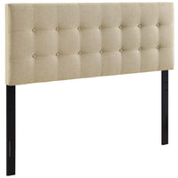 Modway - Emily Tissu rembourré Tête de lit King, Beige-Tête de lit élégamment touffée à boutons