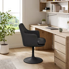 Modway - Lippa Salle à manger pivotante Cuir végane Fauteuil - Noir noir-Légèrement penché en arrière
