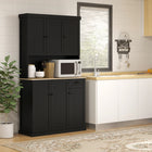 HOMCOM - Buffet 71 po avec vaisselier, garde-manger de cuisine et tiroir - noir-Plan de travail ouvert pour ranger un four à micro-ondes, un grille-pain, une cafetière 