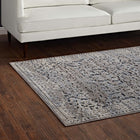 Modway - Margarida Turc vintage vieilli vieilli Tapis de comédie 8 pi l x 10 pi L - Bleu et crème- Fil polypropylène / chenille