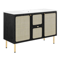 Modway - Chaucer 48" Vanité de salle de bain à un seul lavabo - Noir Blanc-MDF et panneau de particules