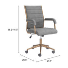 Zuo - Auction Chaise de bureau - Gris-8