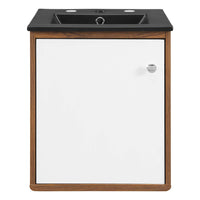 Modway - Transmit 18" Vanité de salle de bain murale - Noir noyer-Vanité moderne du milieu du siècle