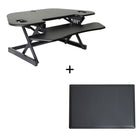 Rocelco - Rehausseur de bureau d'angle réglable assis/debout de 46 po avec tapis anti-fatigue - Noir-Aucun assemblage requis pour le CADR