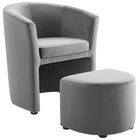 Modway - Divulge Performance Velvet Fauteuil et ensemble ottoman - Gris-Fauteuil et ensemble ottoman