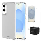 AXS - Ensemble de départ  - étui ULTRA CLEAR transparent testé contre les chutes, protecteur d’écran et chargeur 30w pour Samsung Galaxy S25 Edge-Étui résistant aux chutes avec des poches d’air absorbant les chocs