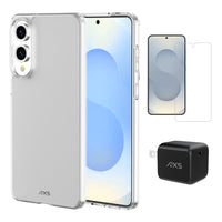 AXS - Ensemble de départ  - étui ULTRA CLEAR transparent testé contre les chutes, protecteur d’écran et chargeur 30w pour Samsung Galaxy S25 Edge-Étui résistant aux chutes avec des poches d’air absorbant les chocs