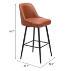 Zuo - Keppel Tabouret de bar pivotant - Brun-Garantie limitée de 3 ans