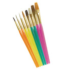 Creativity Street - Assortiment de pinceaux à peinture acrylique, couleurs et tailles assorties, 8 par paquet, 6 paquets-Poignées en plastique translucide avec viroles métalliques