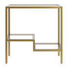 Hudson&Canal - Table d'appoint rectangulaire Lovett , 61 cm de largeur, laiton-Le dessus et les étagères sont en verre trempé durable