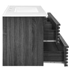 Modway - Render Support mural de 36" Vanette de salle de bain - Blanc charbon-Bassin d’évier en céramique