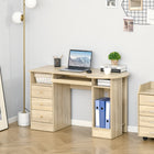 HOMCOM - Bureau d'ordinateur avec tiroirs - 49,25 po L x 23,5 po l x 29,25 po H - naturel-Le grand plateau, les tiroirs, le plateau pour clavier et les étagères offrent un vaste espace de rangement