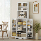 HOMCOM - Armoire de cuisine 71 po avec 8 étagères de porte - blanc-Étagère réglable à trois niveaux dans l’armoire supérieure pour un rangement flexible 