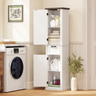 HOMCOM - Armoire de rangement de salle de bain 65 po avec étagères et tiroir - blanc-La finition bois blanc avec un dessus brun et des bords chanfreinés apporte un charme chaleureux de style ferme   
