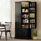HOMCOM - Armoire de cuisine garde-manger 72 po avec éclairage LED et étagères de porte - noir-Dix étagères de porte, une armoire à cinq niveaux et deux tiroirs pour une cuisine organisée 