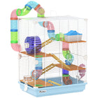 PawHut - Cage à Hamster 5 Niveaux - Bleu Clair-Conception à 5 niveaux offrant un espace ample pour que votre animal puisse faire de l’exercice, se détendre et explorer