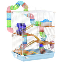 PawHut - Cage à Hamster 5 Niveaux - Bleu Clair-Conception à 5 niveaux offrant un espace ample pour que votre animal puisse faire de l’exercice, se détendre et explorer