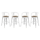 Modway - Promenade Tabouret de bar - Blanc - Ensemble de 4-Tabouret de bar style café et bistro