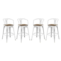 Modway - Promenade Tabouret de bar - Blanc - Ensemble de 4-Tabouret de bar style café et bistro