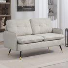 HOMCOM - Canapé loveseat 55 po avec dossier capitonné - blanc crème-Convient au salon, à une chambre d’étudiant, un bureau à domicile ou une chambre à coucher   